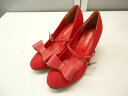 PEYTON PLACE/ペイトンプレイス■L(24.0cm程度)■レザー ストラップ リボン パンプス■RED/レッド/赤色■リボンとストラップは取り外し可能なので、シンプルなパンプスとしても履いていただけます☆