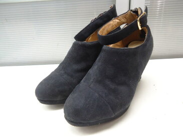 ORiental TRaffic/オリエンタルトラフィック■L(24.5cm)■ストラップショートブーツ 3616/レディース スエード アンクル丈 ブーティ■NAVY/ネイビー/紺色■ソックスとの相性もバッチリ◎クラシカルな印象のアンクルストラップがポイントのブーティー☆【中古】
