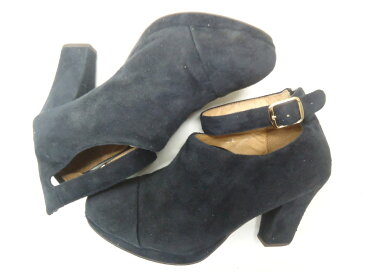 ORiental TRaffic/オリエンタルトラフィック■L(24.5cm)■ストラップショートブーツ 3616/レディース スエード アンクル丈 ブーティ■NAVY/ネイビー/紺色■ソックスとの相性もバッチリ◎クラシカルな印象のアンクルストラップがポイントのブーティー☆【中古】
