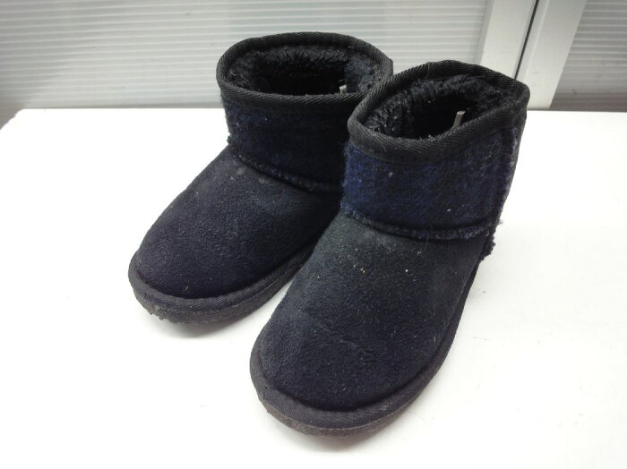 Harris Tweed CLOSSHI/ハリスツイード クロッシー■17.0cm■キッズ ムートンブーツ 内ボア■ブラック/グリーン/ネイビー■大人顔負けのお洒落なデザイン☆【中古】