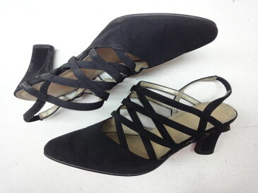 Studio ANDREA■22.5cm■バックストラップ パンプス サンダル ミュール■BLACK/ブラック/黒■シンプルなデザイン、ブラックカラー☆【中古】