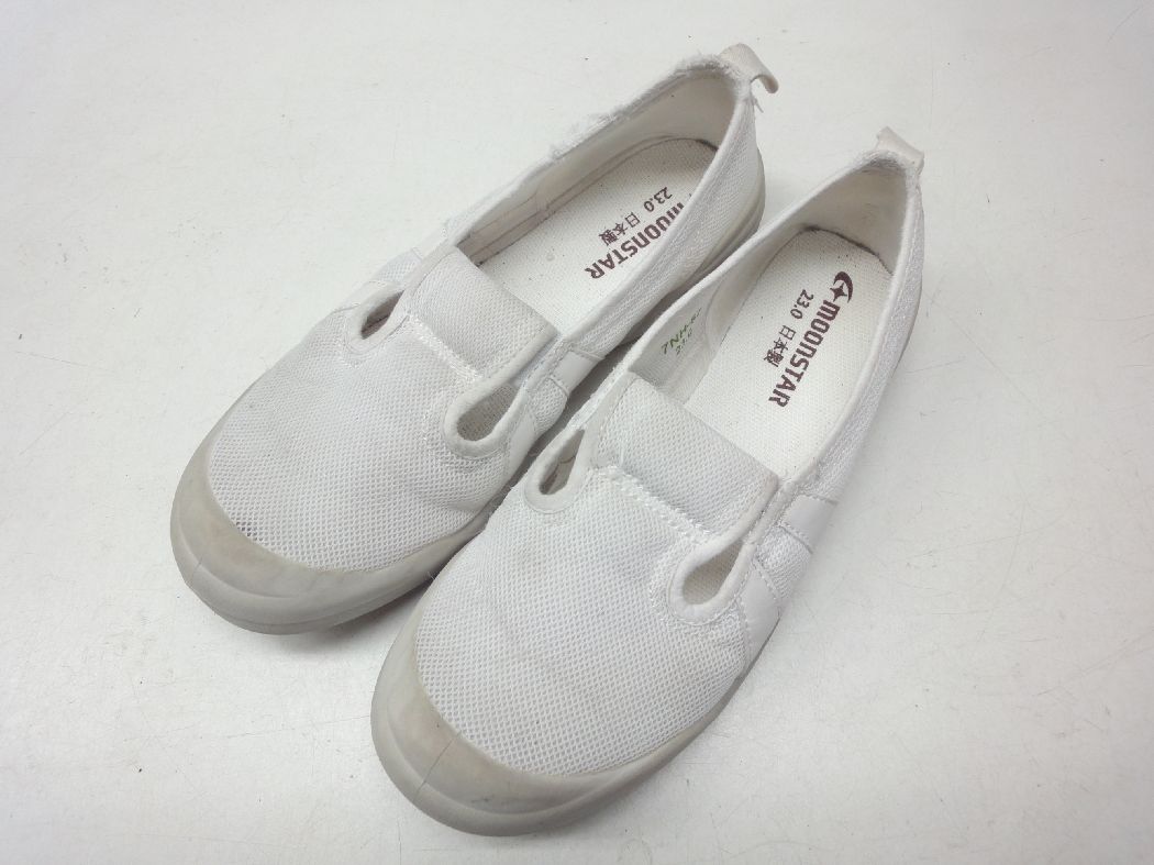 MOONSTAR/ムーンスター■23.0cm■上履き 上靴 シューズ スリッポン ローカット スニーカー 7NH 67■WHITE/ホワイト/白■高品質の日本製☆【中古】