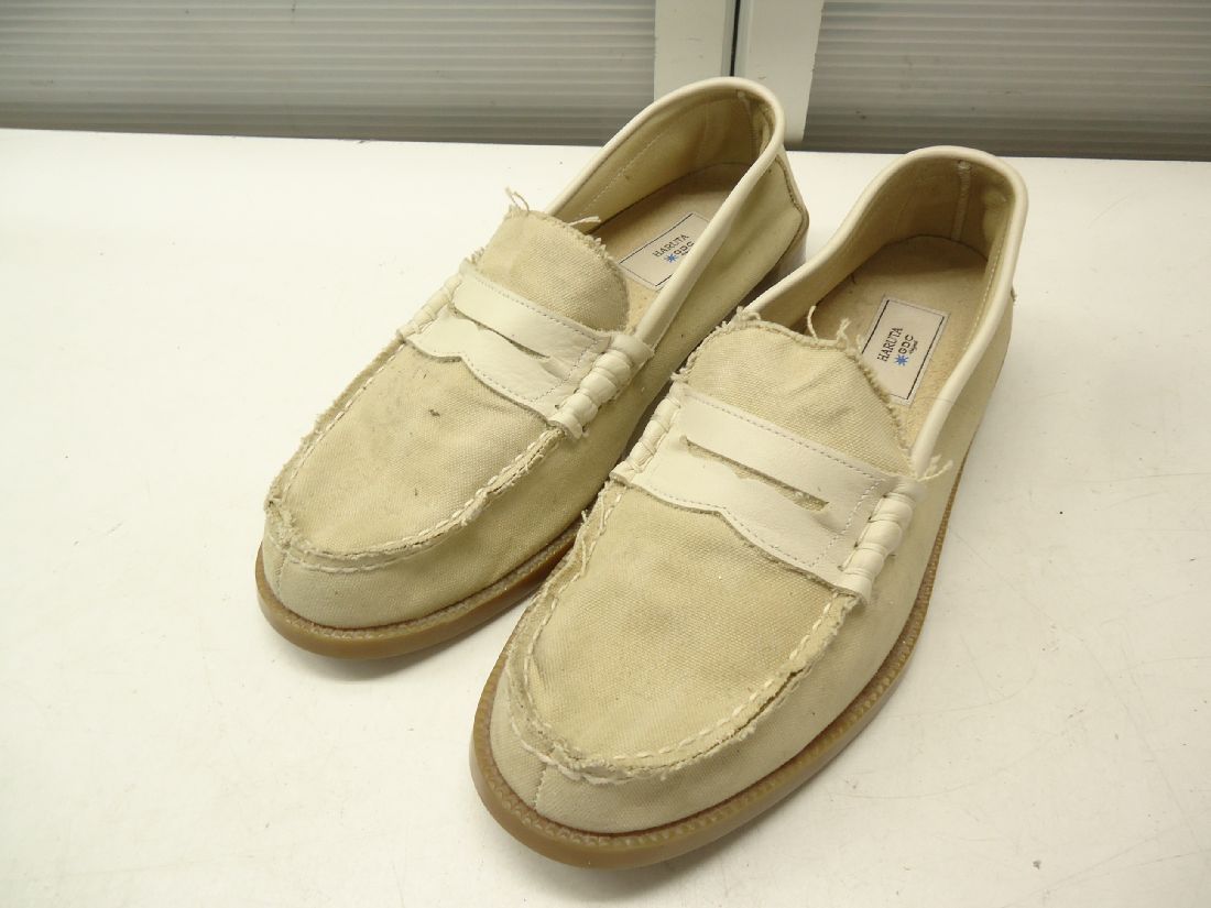 GDC HARUTA/ジー・ディー・シー ハルタ■251/2cm■メンズ キャンバス ローファー シューズ EA8C GD916■ベージュ/アイボリー/オフホワイト■高品質の日本製◎コラボーレーションアイテム☆【中古】