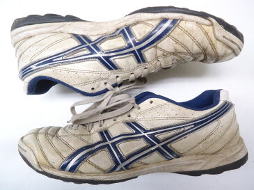 【中古】asics/アシックス■TREKKER WD SL2 TST637/メンズレザーフットサルシューズ■26.0cm/US8/EURO41.5■ホワイト×ネイビー■ワイドラスト採用のエントリートレーニングモデル♪