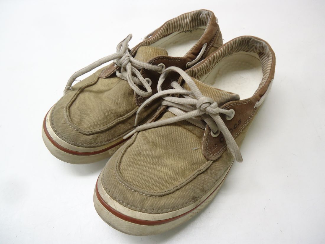 【中古】crocs/クロックス■Hover Boat フーバーボート 12033/デッキシューズ■M8(26.0cm)■ブラウン■リラックスキャンバスのアッパー...