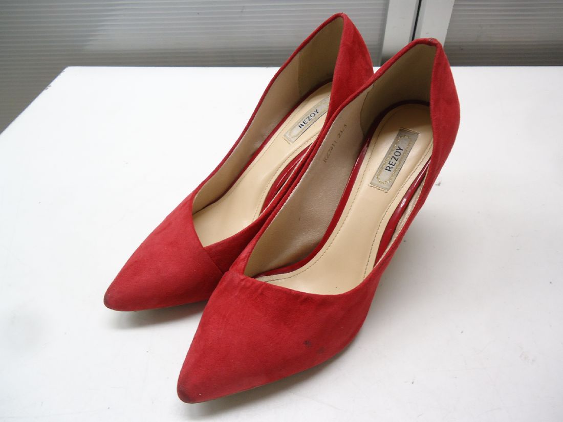 【中古】REZOY/リゾイ■スエードポインテッドトゥパンプス RZ7411■23.5cm■レッド■真っ赤なカラーリング..