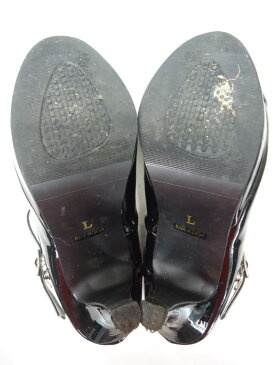 【中古】glandafleur/グランドフルール■エナメルレザーパンプス■L(24.0cm程度)■ブラック■エナメル素材のシンプルなストラップパンプス♪