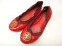 TORY BURCH/トリーバーチ■35M(22.0cm)■レディース エナメルレザー フラットシューズ バレエシューズ パンプス■RED/レッド/赤色■沢山歩いても疲れにくく歩きやすい◎高級感と履き心地を両立するプレミアムなバレエパンプス☆【中古】