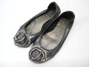 PAZZION/パジオン■38(24.5cm)■レディース フラット バレエシューズ パンプス■SILVER/シルバー■ローズ(薔薇、バラ)やスタッズがポイント...