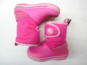 crocs/クロックス■C8(15.5cm)■Kid's Crocband 2.5 Gust Boot キッズ クロックバンド 2.5 ガスト ブーツ ベルクロ マジックテープ ショート丈■ネオマゼンタ/カーネーション■内側はカラフルで可愛いお洒落なドット(水玉)柄デザイン☆【中古】