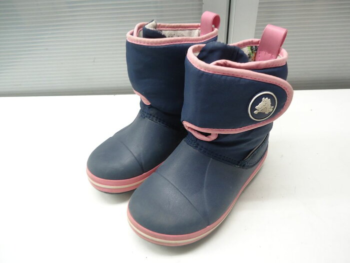 crocs/クロックス■C12(18.5cm)■Crocband Gust Boot クロッグバンド ガストブーツ 11094 キッズ ベルクロ マジックテープ ショート丈■ネイビー/ピンク/ホワイト■このブーツがマストアイテム☆マジックテープ使用で着脱が超簡単◎【中古】