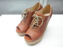 CORTESWORKS/コルテスワークス■22〜22.5cm程度■JUTE BOOTY ジュートブーティ パンチング メダリオン ウェッジヒール ソール レース...