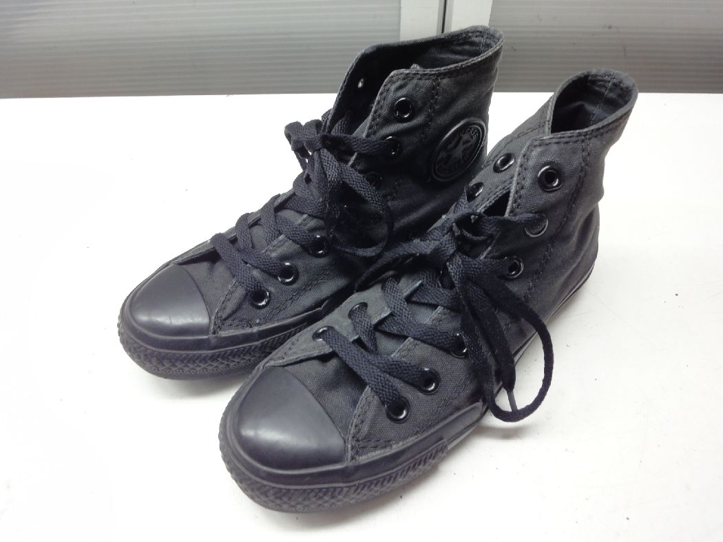 CONVERSE/コンバース■US3.5(22.5cm)■ALLSTAR オールスター CHUCK TAYLOR チャックテイラー 1207 キャンバス ハイカットスニーカー シューズ■BLACK/ブラック/黒■オールブラックカラー☆【中古】