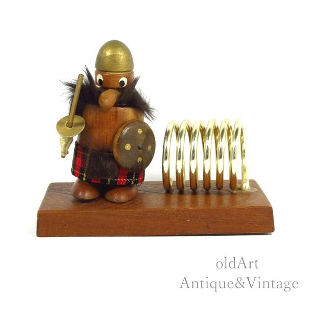 北欧 デンマーク製 1960-70年代 ヴィンテージ 木製 チーク ウッド ドール 人形 ヴァイキング バイキング オブジェ 置物カード 名刺 封筒立て【N-2...