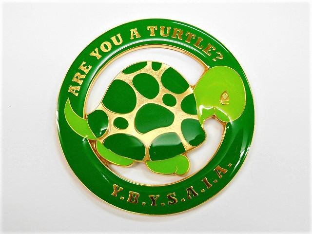 フリーメイソンカメ ARE YOU A TURTLE?金属製エンブレムステッカー【M-11539】【ネコポスのみ送料無料】