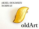 北欧 ノルウェー製 1950年代 Aksel Holmsen 七宝焼 エナメル 装飾 シルバー 銀製 リーフ 葉 クリップ イヤリング 片耳【M-12627】【中古】