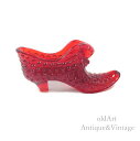 USA製 アメリカ ヴィンテージ 1950-70年代 Fenton オールド フェントン 猫 キャット シューズ ホブネイル 靴 ガラス 置物 オブジェ【Red...