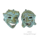 ギリシャ製 ヴィンテージ ツーフェイス TWOFACE 泣き笑い マスク 真鍮製 壁掛け オブジェ 置物 ロカビリー【N-21170】【中古】【送料無料】