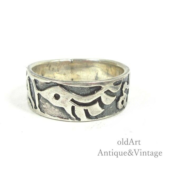 USA アメリカン ヴィンテージ バード 鳥 STERLING スターリング シルバー製 フラットバンド リング 指輪【11.5号】【N-23546】【中古】【...