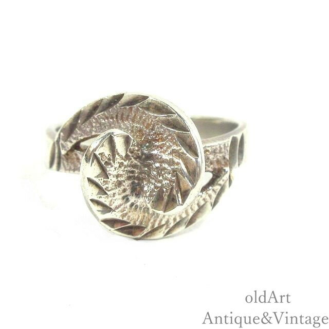 USA アメリカン ヴィンテージ モダン 曲線 銀細工 スターリング シルバー製 リング 指輪【9.5号】【N-23993】【中古】【送料無料】