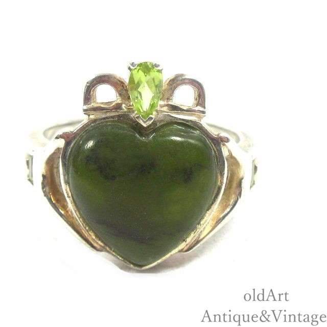 アイルランド製 伝統的な指輪 クラダリング コネマラ大理石 スターリングシルバー ホールマーク刻印 ア..