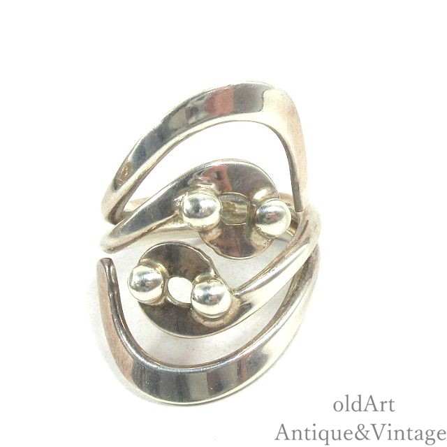 USA アメリカン ヴィンテージ モダン 透かし 銀細工 スターリング シルバー製 リング 指輪【15.5号】【N-24181】【中古】【送料無料】