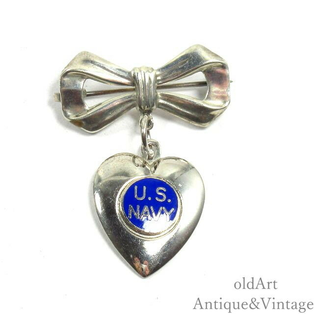 USA製 1940年代 WW2 ヴィンテージ US.NAVY Sweet heart ミリタリー アンカー 錨 ブローチ ピン【N-2480..