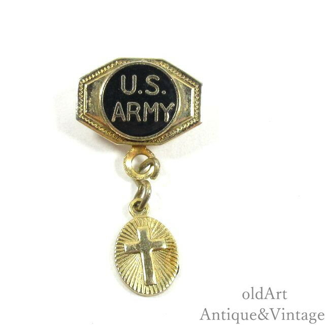 USA製 1940年代 WW2 ヴィンテージ US.ARMY Sweet heart 十字架 クロス ミリタリー ブローチ ピン【N-24814】【中古】【送料無料】