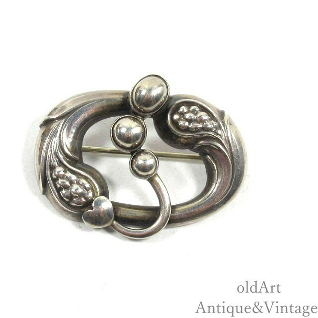 北欧 デンマーク製 廃盤 入手困難 ヴィンテージ 1945-70年代 Georg Jensen ジョージジェンセン スターリング シルバー 銀製 ブローチ #77【N-24837】【送料無料】