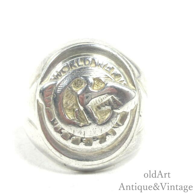 USA製 ヴィンテージ 1940 50年代 当時物 US.ARMY ラプチャードダック 米軍 名誉除隊 STERLING シルバー製 メンズ ミリタリーリング 指輪【14.5号】【N-25419】【中古】【送料無料】