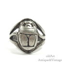 エジプト ヴィンテージ Scarab スカラベ 昆虫 フンコロガシ STERLING シルバー 製 リング 指輪【22号】【N-25830】【中古】【送料無料】