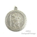 英国 イギリス 製 ヴィンテージ キリスト St.Christopher 聖クリストファー 彫刻 スターリング シルバー製 メダイ ペンダント ネックレス トッ...