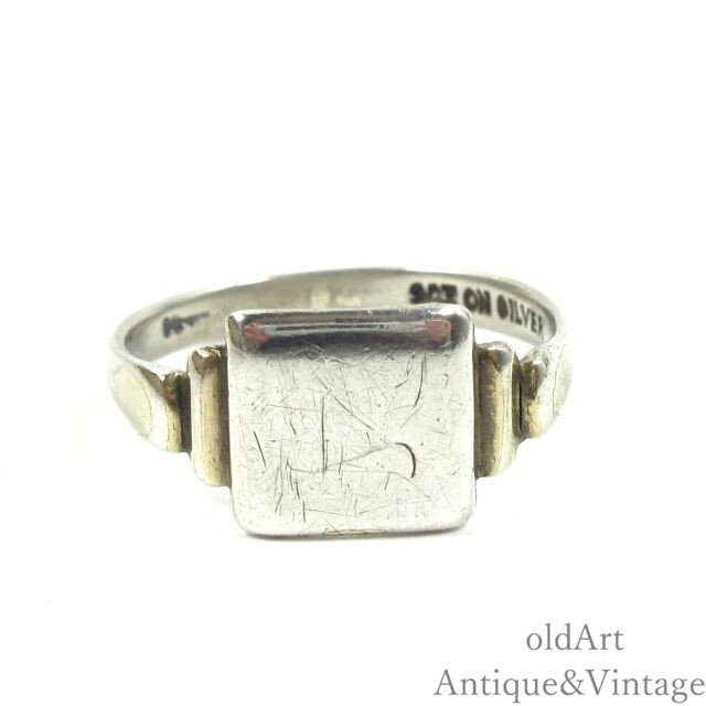 樂天商城 - 英国 イギリス製 ヴィンテージ 印台 シグネットリング スターリング 9CT ON SILVER リング 指輪【22号】【N-26679】【中古】【送料無料】