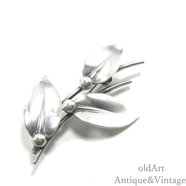樂天商城 - 北欧 ヴィンテージ1950-60年代 デンマーク製 N.E.From 植物 透かし細工 STERLING シルバー 銀製 ピン ブローチ【N-25266】【中古】【送料無料】