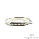 英国 イギリス 1990年製 ヴィンテージ 彫刻 スターリング シルバー 銀製 ブレスレット バングル【17.5cm】【N-27526】【中古】【送料無料】