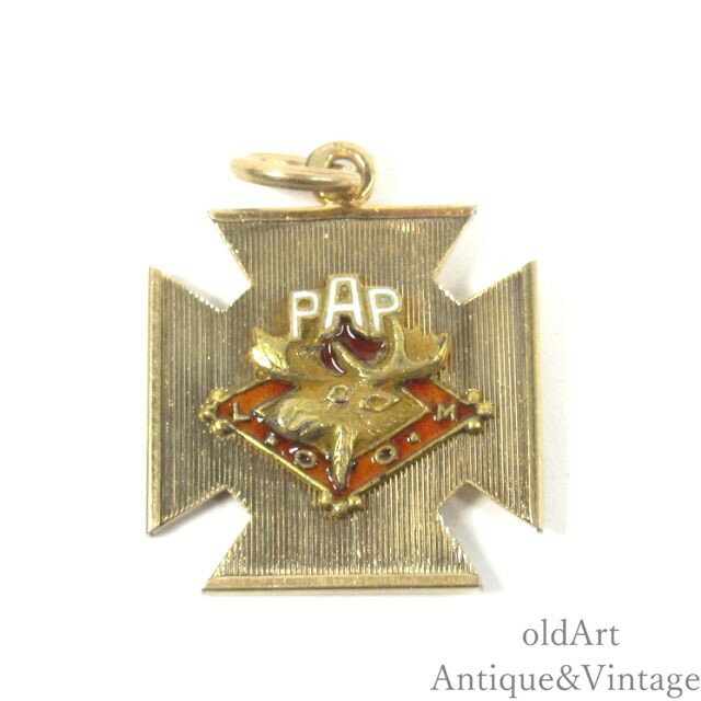 樂天商城 - USA製 1890-1910年代 アメリカン アンティーク オーダーオブムース ORDER of MOOSE 鹿 エナメル 懐中時計 フォブ ペンント ネックレス【N-25223】【中古】【送料無料】