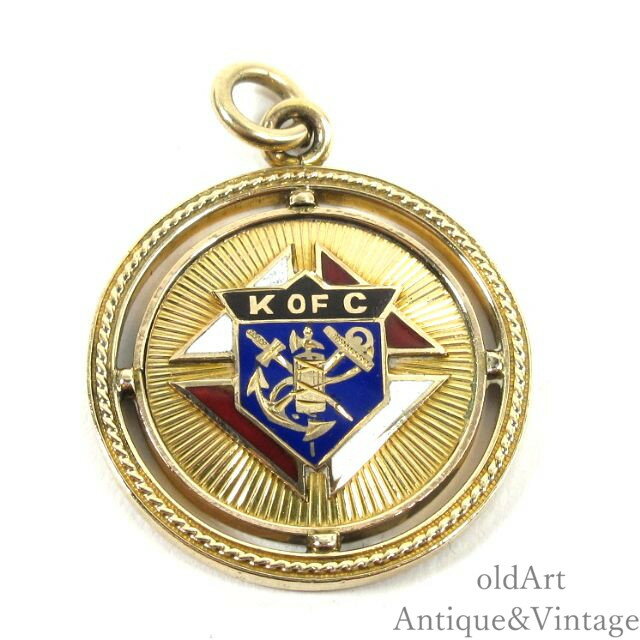 Rakuten - USA製 アンティーク 1890-1920年代 KofC ナイト オブ コロンブス 騎士 ナイト 繊細 彫刻 フォブ ペンダント ヘッド トップ 懐中時計【N-26858】【中古】【送料無料】