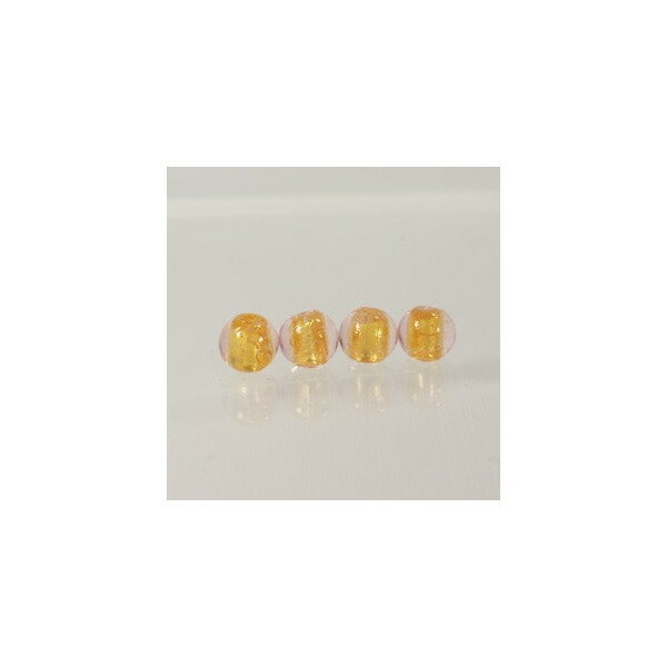 べネチアンガラス　 金箔入　丸玉　桜ピンク色　8mm　3個　アクセサリーパーツ　手芸用品　手作り用品