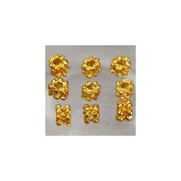 メタルパーツ スペーサー デザイン玉　ゴールド　3x4mm　10個　アクセサリーパーツ　手芸用品
