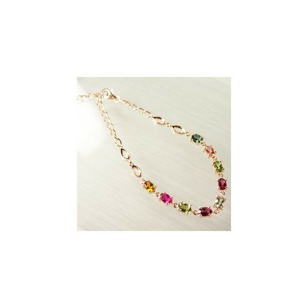 天然石トルマリン ブレスレット 多彩な色合 22cm 925シルバー パワーストーン 御守り石 誕生石 母の日 プレゼント