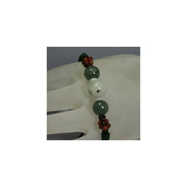 天然石翡翠 手作り彫刻飾玉 多彩な丸玉アジアン結びブレスレット フリーサイズ 御守り石 パワーストーン 誕生石 母の日 プレゼント