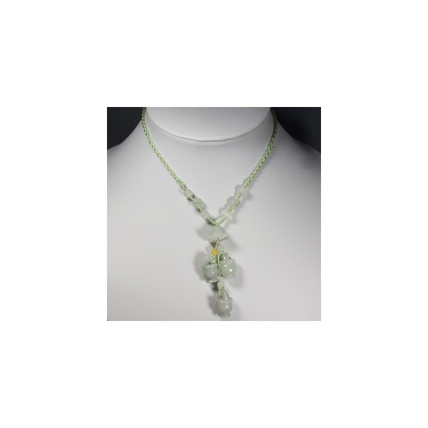 天然石 ヒスイ 淡緑 鈴蘭と小木桶 ネックレス 11x18mm 御守り石 パワーストーン 誕生石 母の日 プレゼント