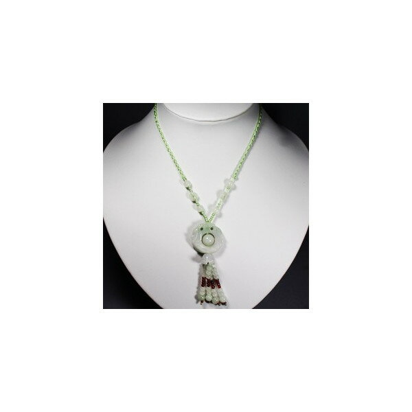 天然石 ヒスイ 淡緑 魚鐘 手作りネックレス 27mm お守り石 パワーストーン 誕生石 母の日 プレゼント