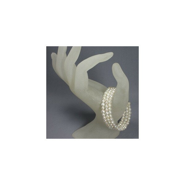 ホワイト　淡水パール　プレスレット　3連　5-6mm　手作り　アクセサリー　真珠自然色
