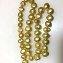 淡水パール クリームイエロー色 フラットバロックポテト 10x8mm1本 約42個 新入荷