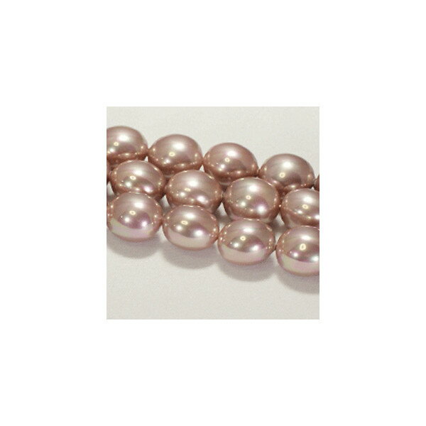 シェルパール　パステルピンク　楕円　ラウンド　12x15mm　1本　アクセサリーパーツ　手芸用品　プレスレット　ネックレス