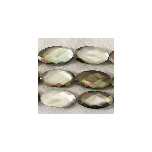 シェルパーツ　黒蝶貝カット　オーバル　8x16mm 6個入り　アクセサリーパーツ　手芸用品　手作り用品