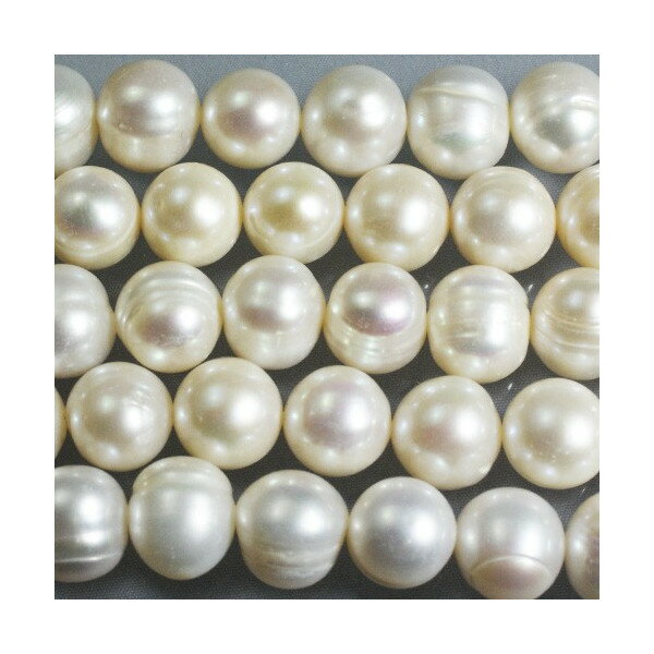 淡水パール　ホワイト　線丸大粒　10mm　1本　真珠自然色　アクセサリーパーツ　手芸用品　プレスレット　ネックレス