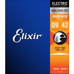 ELIXIR エリクサー 12002/　NANOWEB ANTI-RUST アンチラスト SuperLight/09-42 　スーパーライトゲージ エレキギター弦