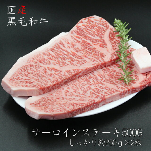 【送料無料 北海道・沖縄へは＋500円】国産黒毛和牛サーロインステーキ 500G 約250gx2枚 香川県産 山口県産 九州など